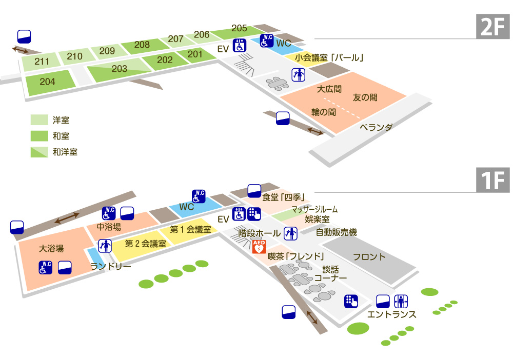 バリアフリーの館内マップ